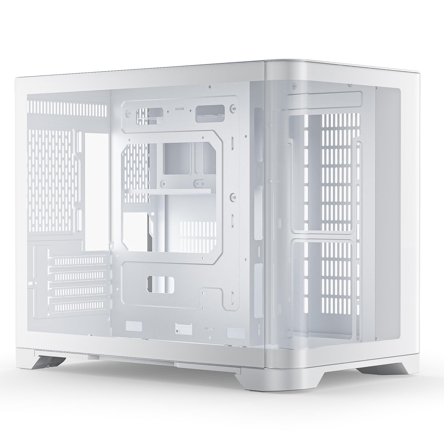 AsiaHorse Micro ATX PC Case Dual Chamber 180° Full View Tempered Glass Gaming MATX PC Case with USB3.0, 360mm Radiator Support,RTX 40 Compatible, High Airflow Full-Tower MATX PC Case. Pegasus-White