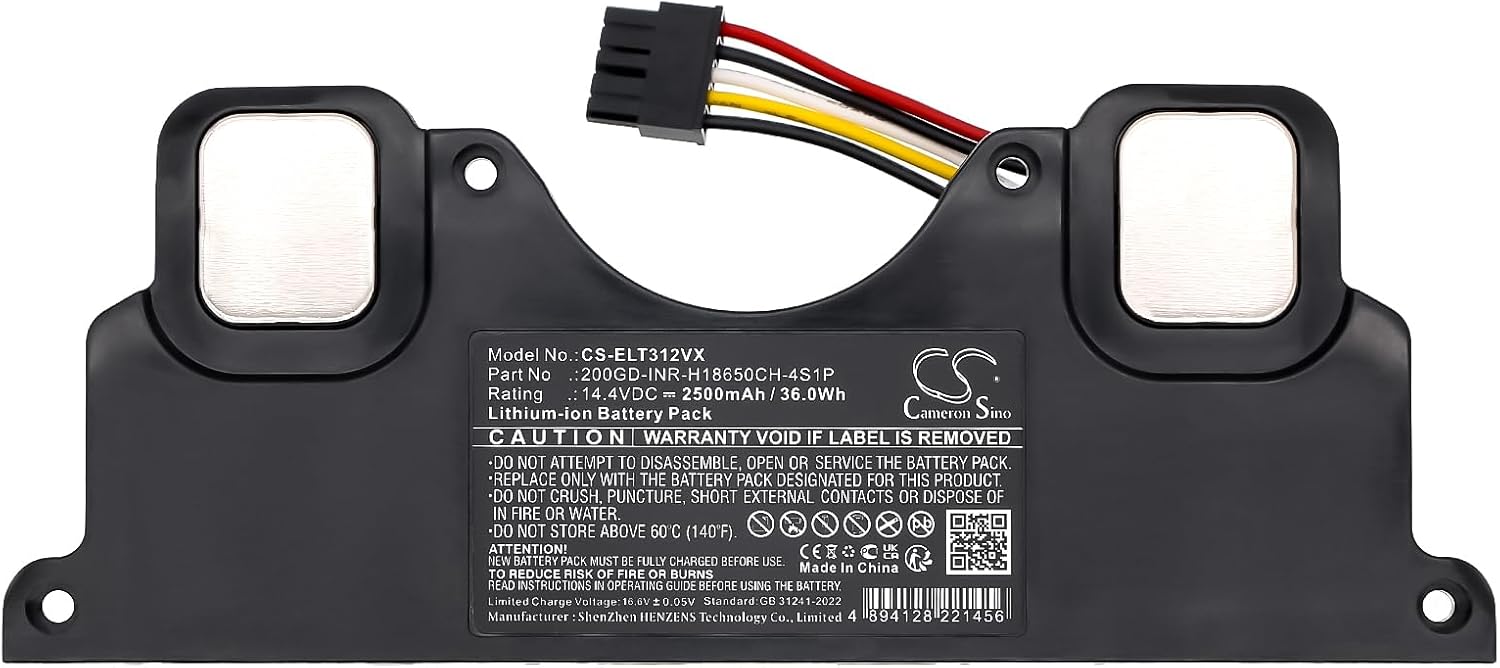 Battery for Electrolux EFP31312, EFR31223, EP31-15GYA, UltimateHome 300 Robotic Vacuu PN: 200GD-INR-H18650CH-4S1P 2500mAh / 36.0Wh