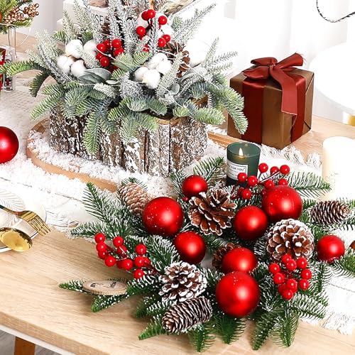 Bayas rojas artificiales de 18 cm Fangoo para decoración de árboles de Navidad y manualidades 7