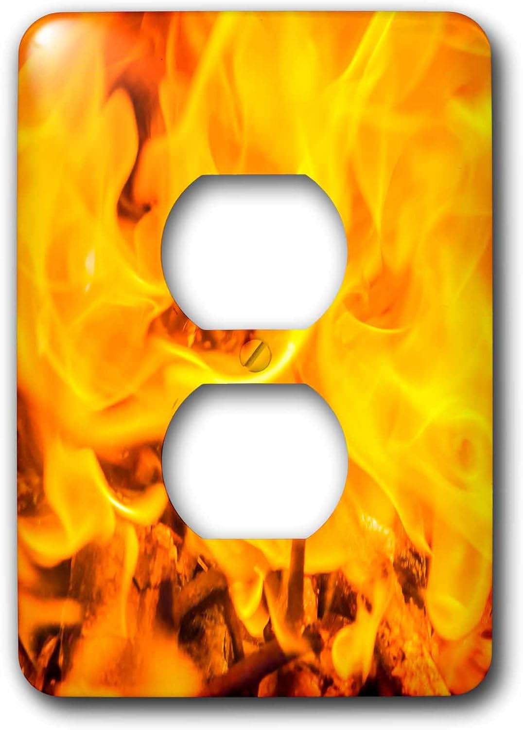 3dRose 2 Plug Outlet Cover Fire texture. Orange and yellow flame (lsp_267162_6)