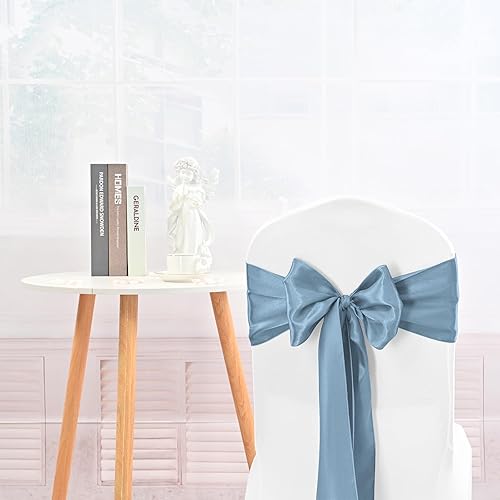 Vista 68 de 72 fundas universales para sillas de satén rojo, con lazos para silla, reutilizables, suministros para Navidad, bodas, recepciones, eventos