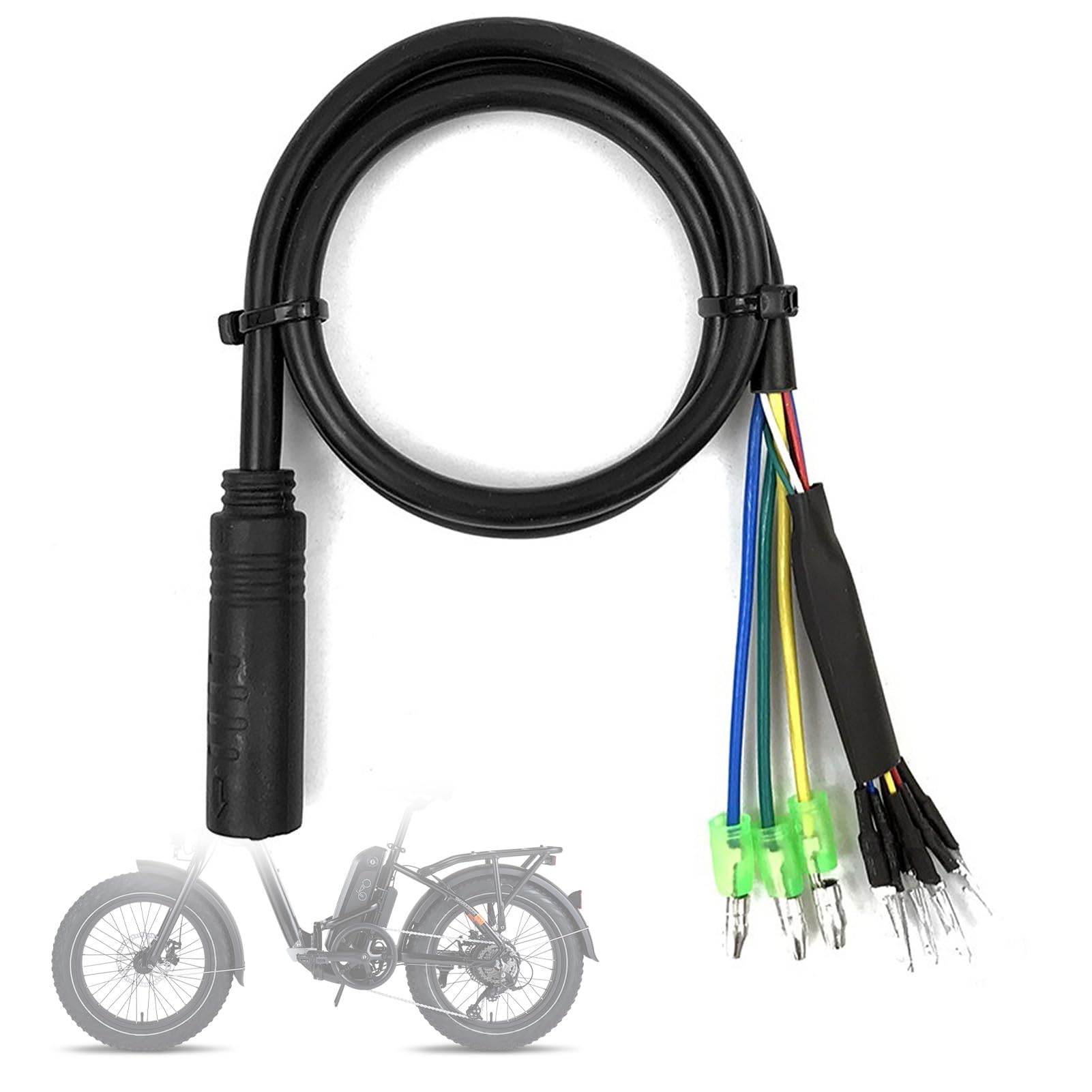 equlup EBikes Motor Extension Cable, Bikes to Electric Bike Conversion Cord Motor Adapter Cable with Female Connector 6 Pin Hall Sensor and 3 Pin Phase Position (60cm/23.6in)