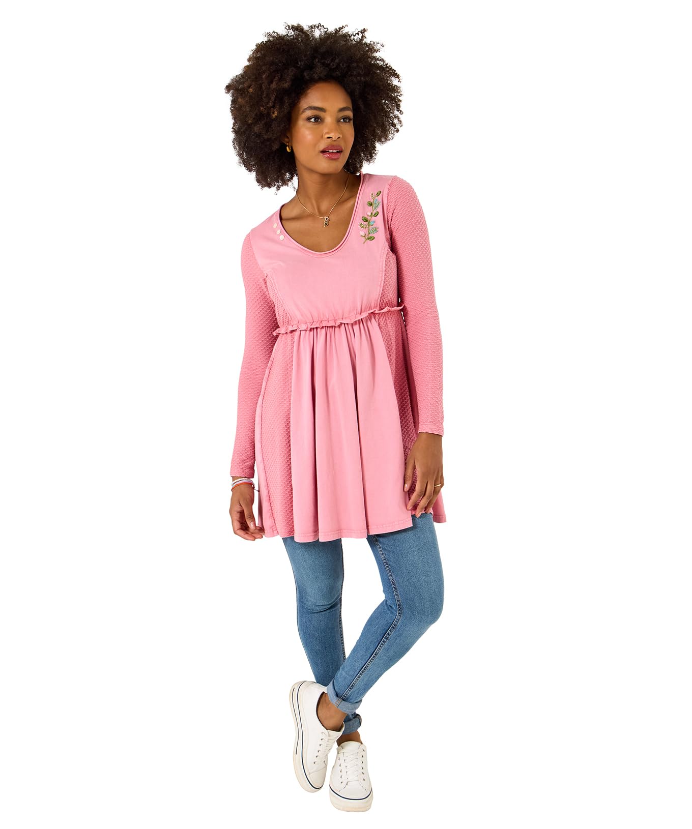 Joe Browns Women's Waffle Panel Jersey Tunic Top in Pink | Size: 10