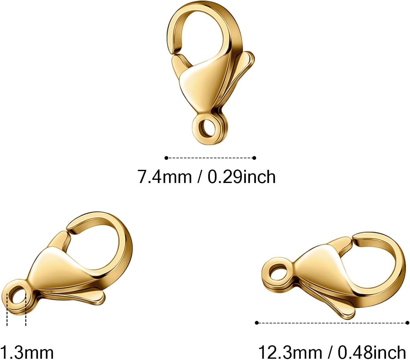 100PCS Gold Lobster Clasps 12mm 18K Gold PVD Plated Stainless Steel Lobster Claw Clasps Bulk for Jewelry Making DIY Necklace Bracelet - Image 2