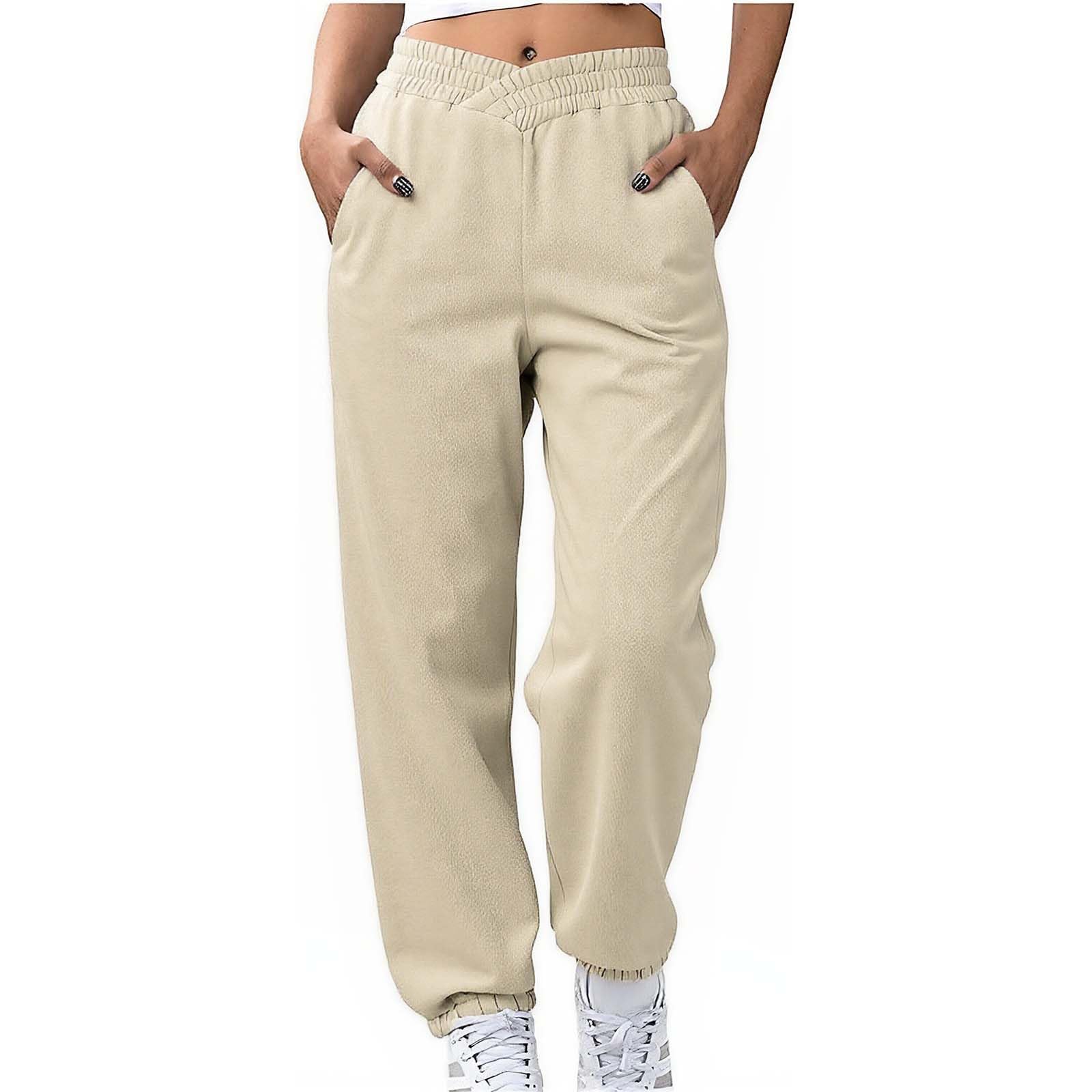 Womens Joggers Women's Cross Over Waist Sweatpants Wide Leg Fleeced Trousers Casual Baggy Athletic Workout Pants Trendy Y2K Streetwear Comfort Bottoms Modern Loungewear