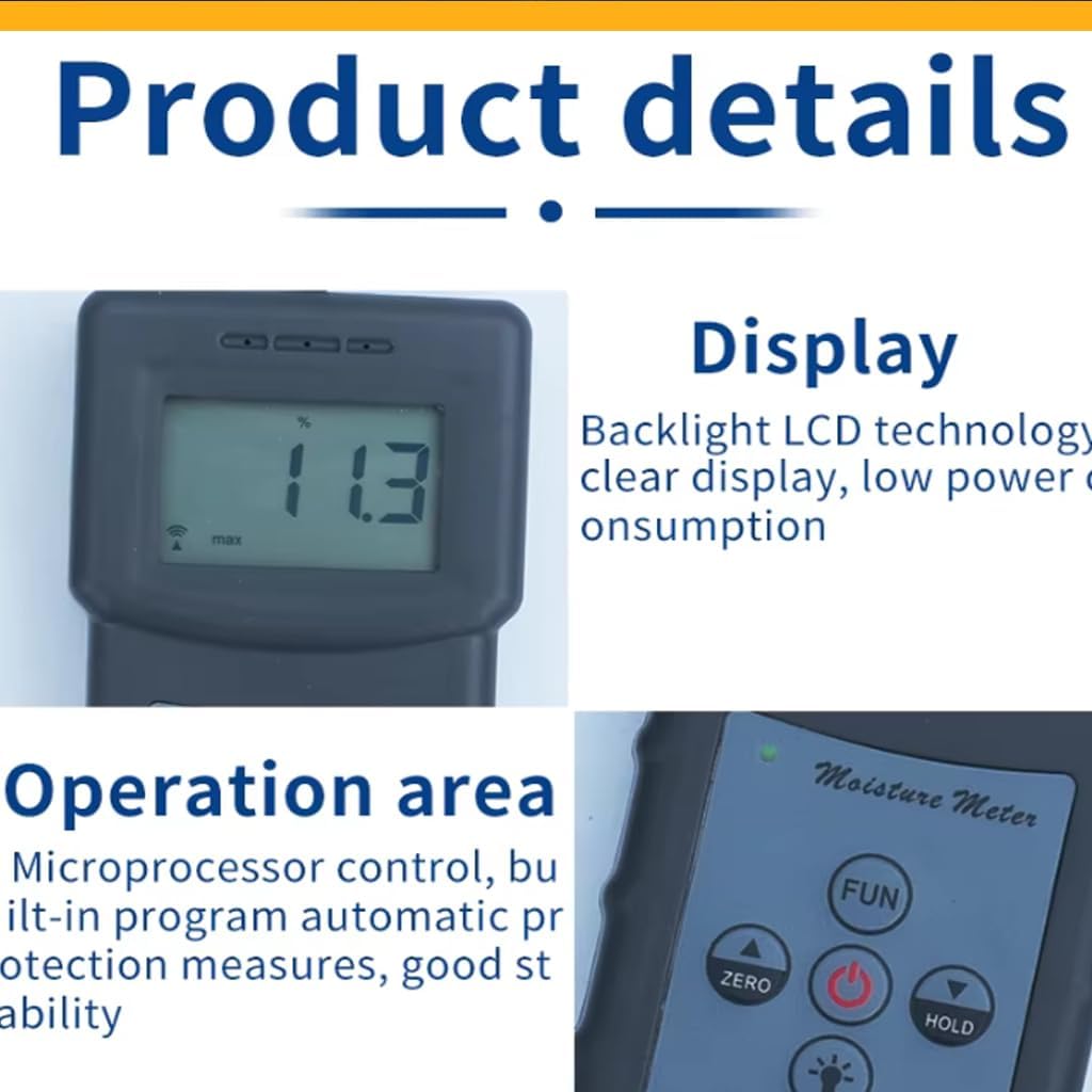 Cotton Moisture Meter Digital Cotton Lint Moisture Meter Seed-Cotton Moisture Meter with Measuring Range 5% to 45% Resolusion 0.1 Accuracy ± 0.5 Automatic Temperature Compensation