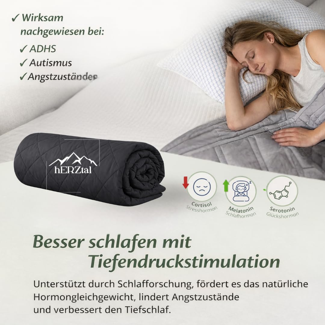 Gewichtsdecke 5kg-8kg 200x135 cm Therapie-Decke mit Glasperlen Oeko-TEX Zertifiziert inkl. Tasche