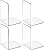 MaxGear Acrylic Bookends - Clear Decorative Heavy Duty Non-Skid Book Stoppers (6 Pieces, Large)