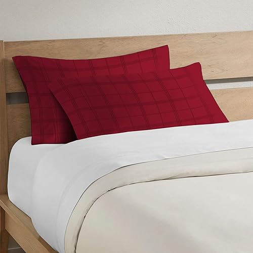 Pizuna Juego de 2 fundas de almohada 100 % algodón de fibra larga de damasco de algodón de fibra larga, tamaño estándar, con dobladillo de 4