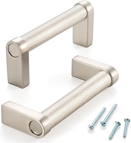 Miniatura 55 de Paquete de 5 tiradores de gabinete de 3–3/4 pulgadas estriado en negro y oro, manijas de gabinete mate en negro y oro cepillado AP1311, herrajes