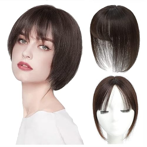 Fine Plus Extensiones de cabello de 360 para mujer con flequillo 100 real de cabello humano para adelgazar el cabello piezas de cabello 2 marrón