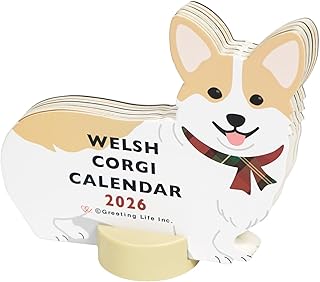 グリーティングライフ 2026年 カレンダー アニマルダイカット コーギー 卓上 C-1712-ET