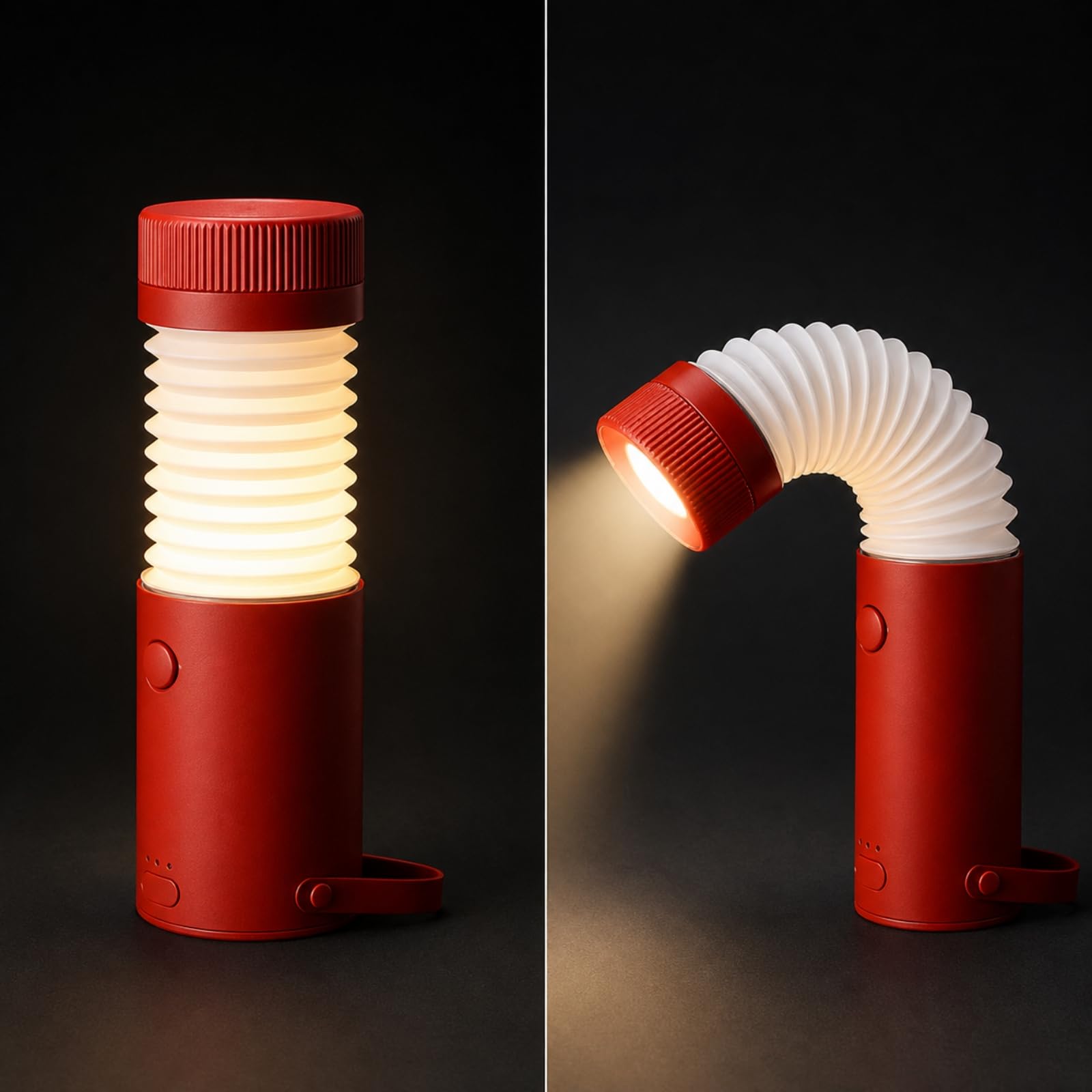 Lampada da Campeggio con Sezione Luminosa a Soffietto Portatile Lampada da Campeggio con Base Magnetica Flessibile Lanterna per Zaini, Bianco