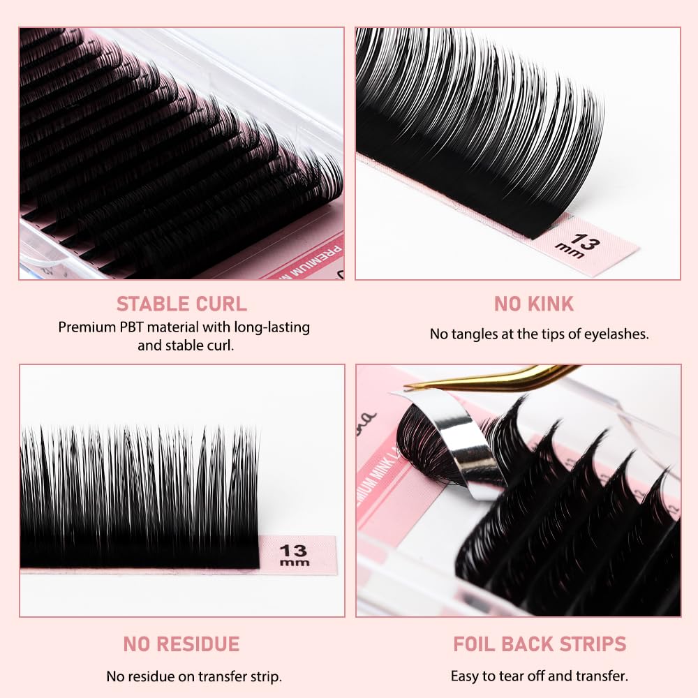 Extension Ciglia Classico Singole One to One Lashes 0.03-0.20mm B C CC D J Curl 8-15mm Naturali Individuale Finte Ciglia Volume Russo Professionale Eyelash Extensions
