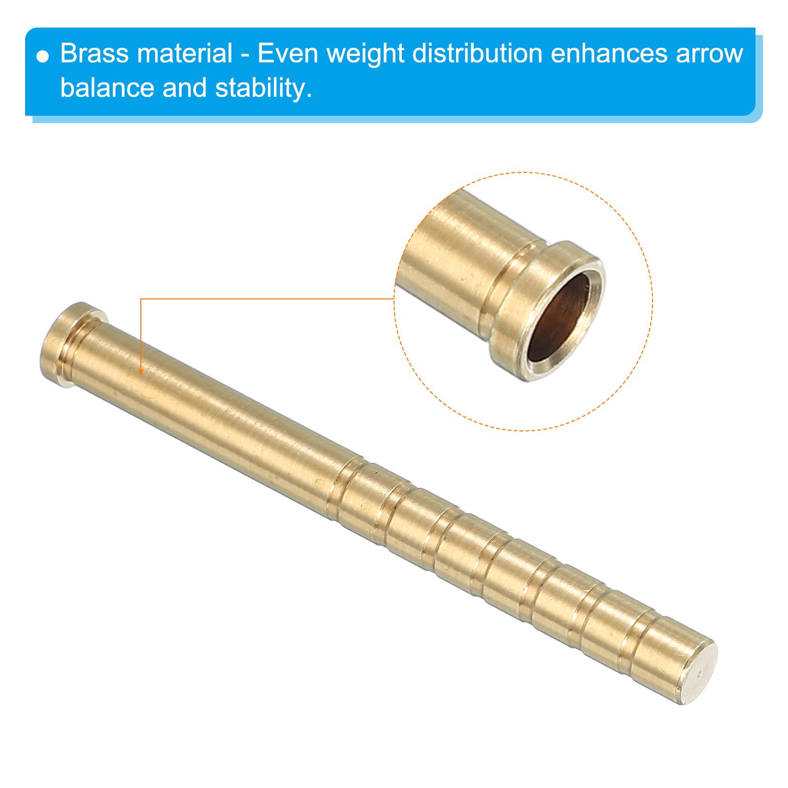 PATIKIL Insert en Laiton pour flèche de tir à l'arc de 200 Grains, 12 Packs d'inserts à vis en cuivre Laiton pour flèches en Carbone de 6,2 mm / 0,244 Pouce