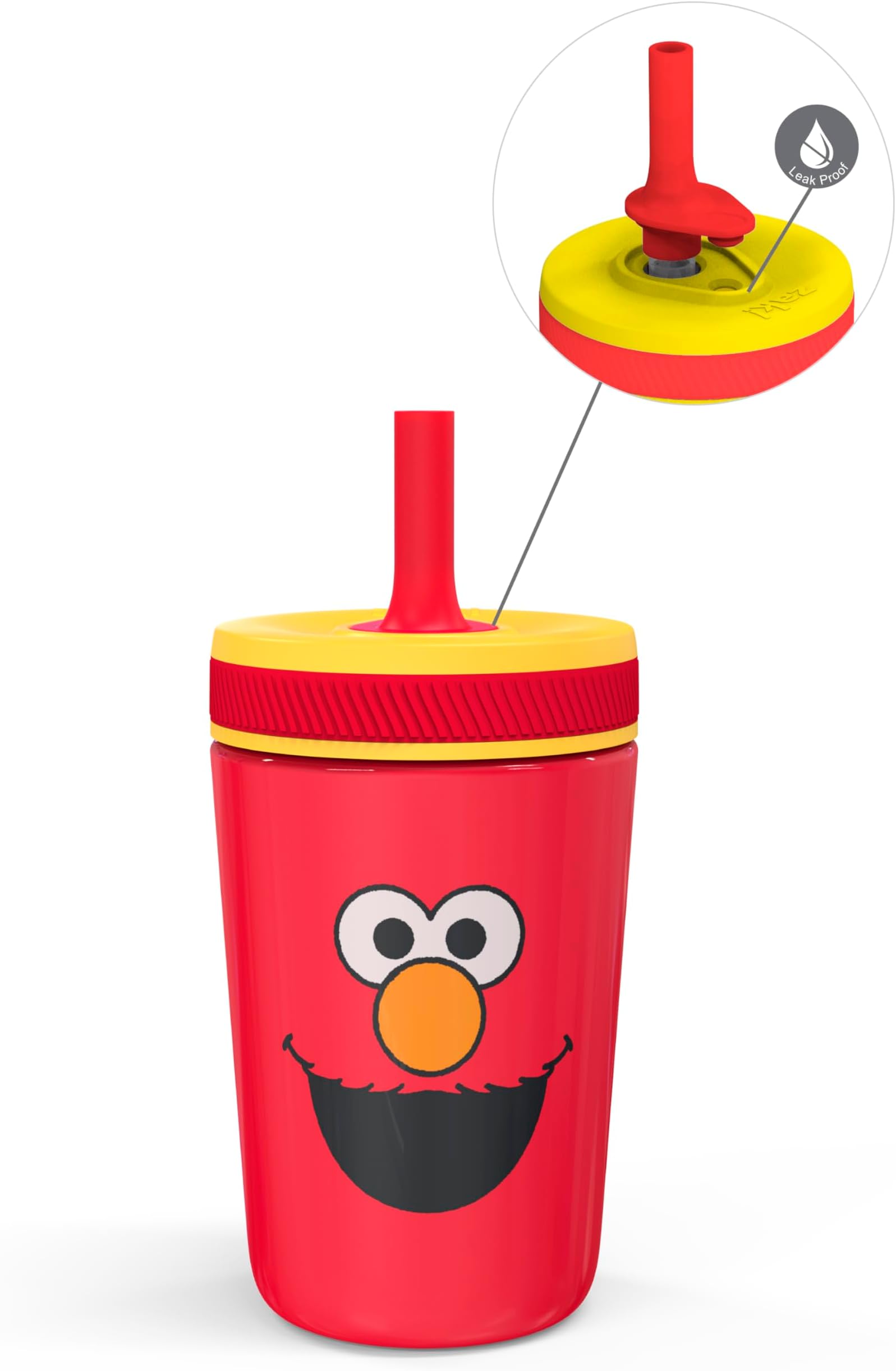 Zak Designs Sesame Street Kelso Toddler Cups For Travel or At Home, 12oz Vacuum Insulated Stainless Steel Sippy Cup With Leak-Proof Design is Perfect For Kids (Elmo)