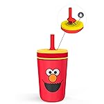 Zak Designs Sesame Street Kelso Toddler Cups For Travel or At Home, 12oz Vacuum Insulated Stainless Steel Sippy Cup With Leak-Proof Design is Perfect For Kids (Elmo)