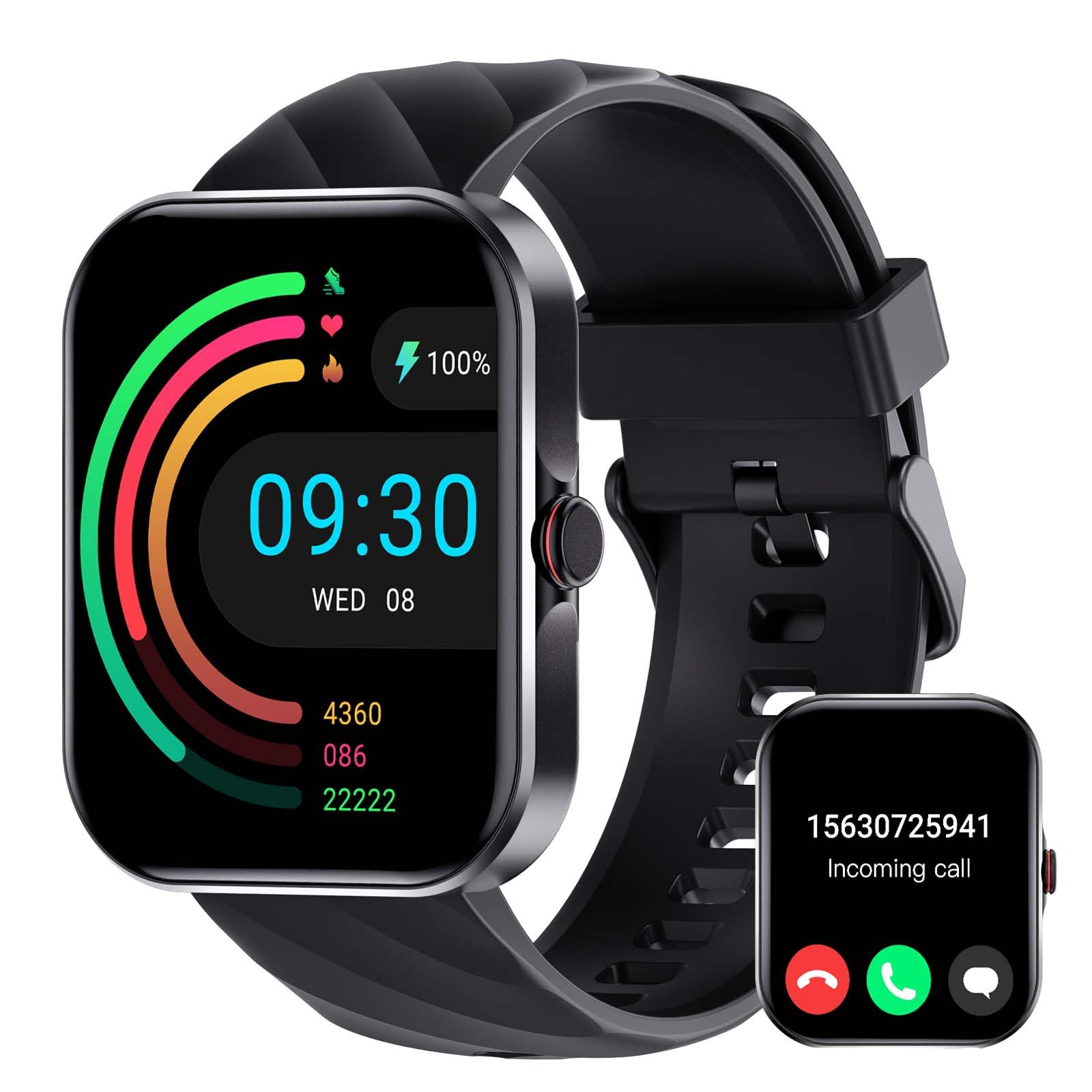 Foxhawk Smart Watch for Men Women Answer Make Calls 1 91 HD Fitness Tracker Watch with 100 Sports