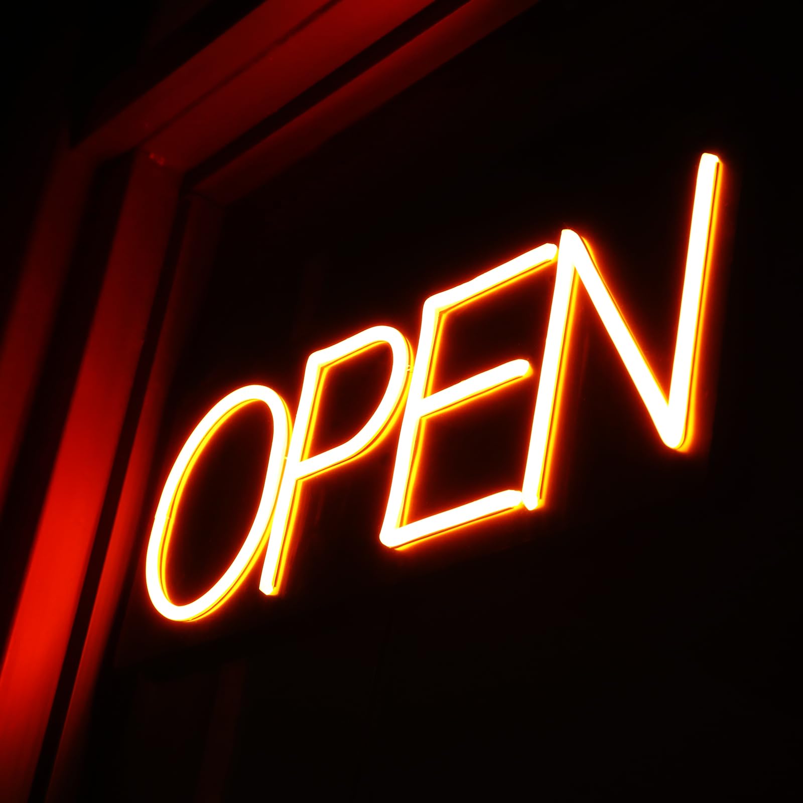Open Signs for Business 12V/2A Ultra Bright LED Neon Open Sign 22 Inch Electric Light Up Open Sign for Business Storefront Window Glass Door Retail Shop Store Bar Salon Restaurant,Yellow