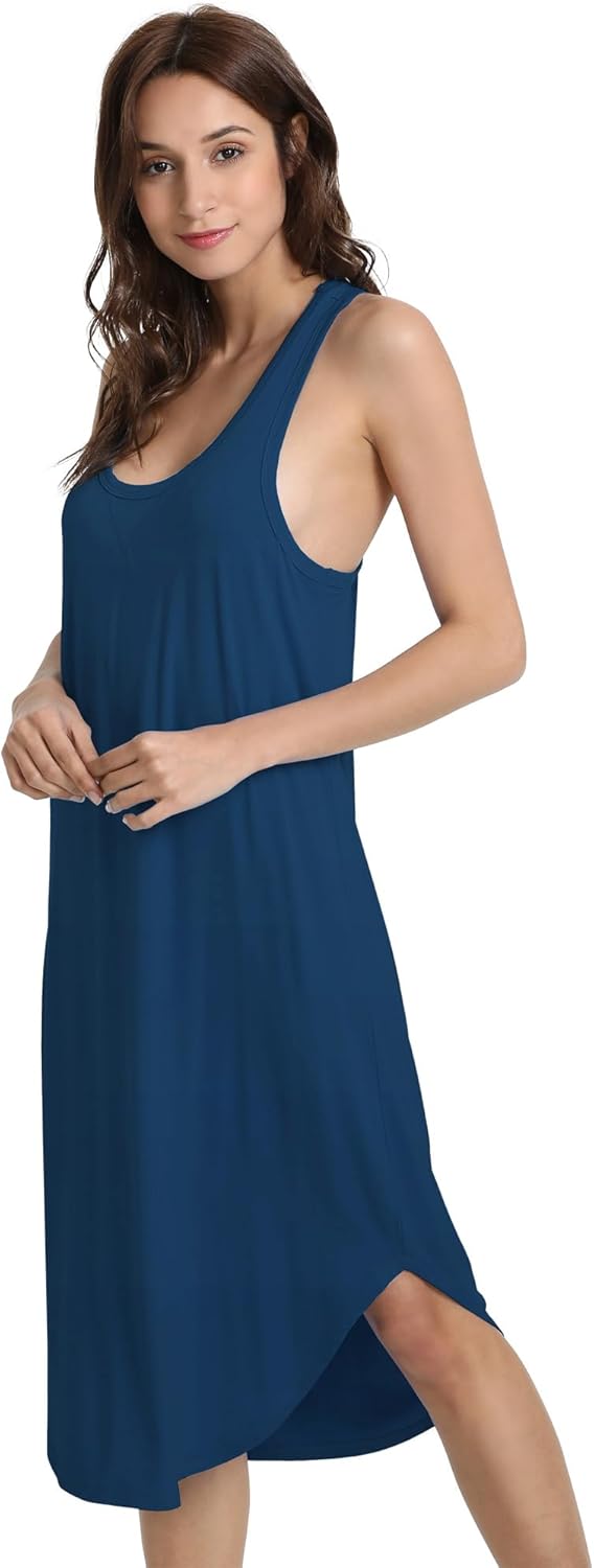 WiWi Nightgowns for Women Bamboo Viscose Super Soft Sleeveless Racerback Night Shirts Plus Size Cooling Sleepshirts S-4X - Image 4