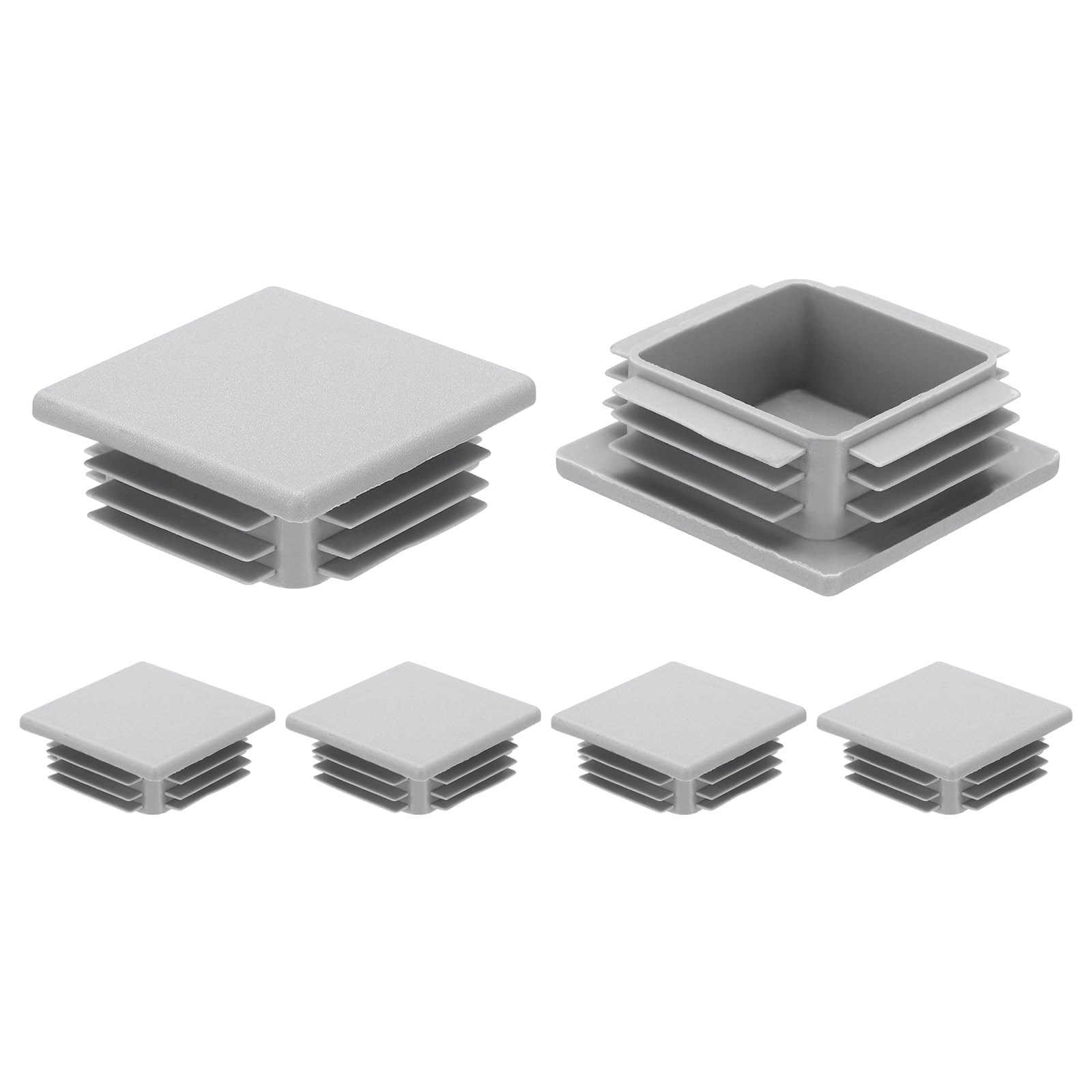 Bouchon plastique carré 60x60 mm pour réparer les pieds de chaises et sécuriser les tubes gris
