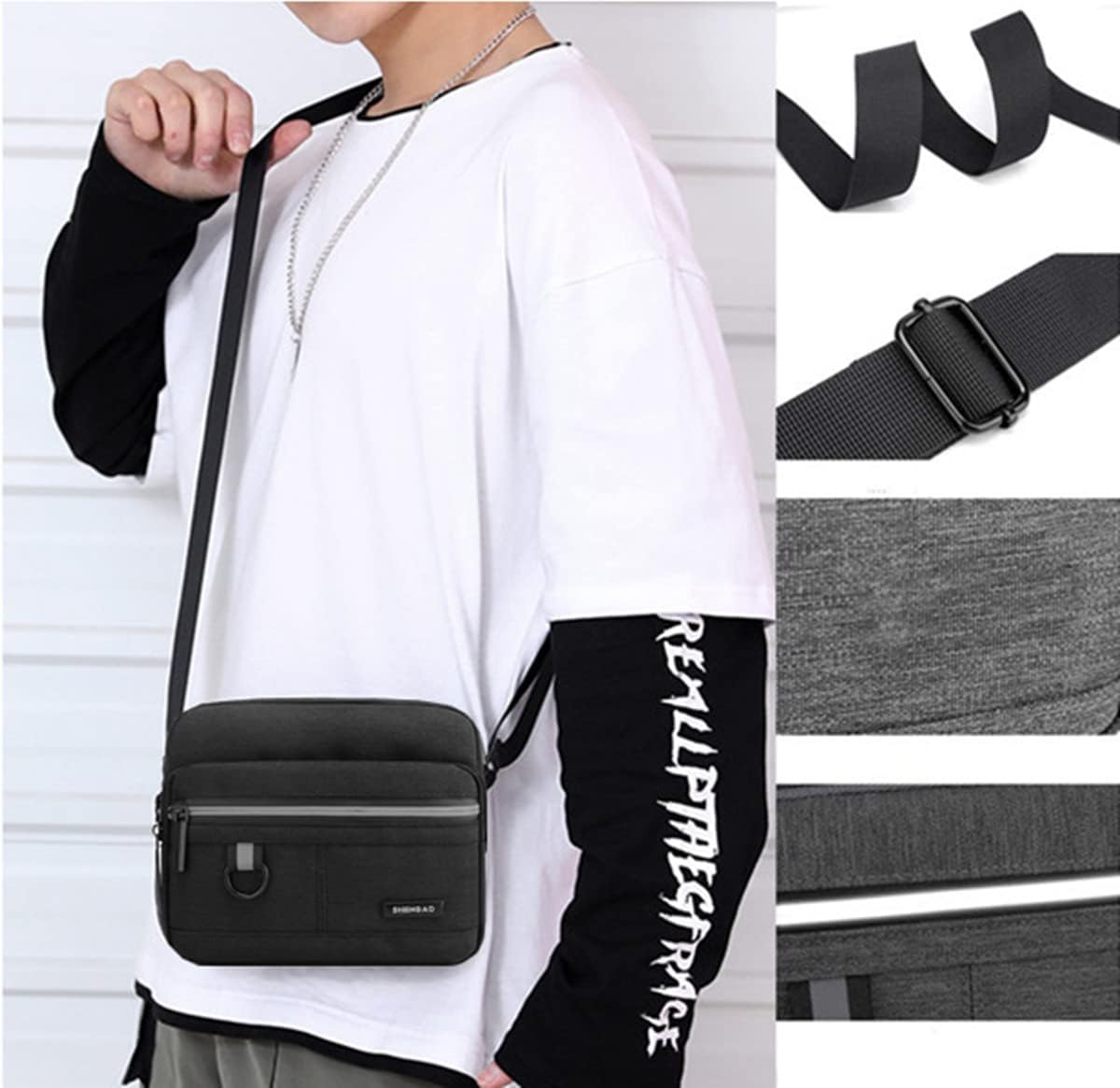 Small Canvas Crossbody Bag for Men,Small Shoulder Bag, Mini Messenger Bag for Cell Phone, Portable mobile phone coin bag - Image 2