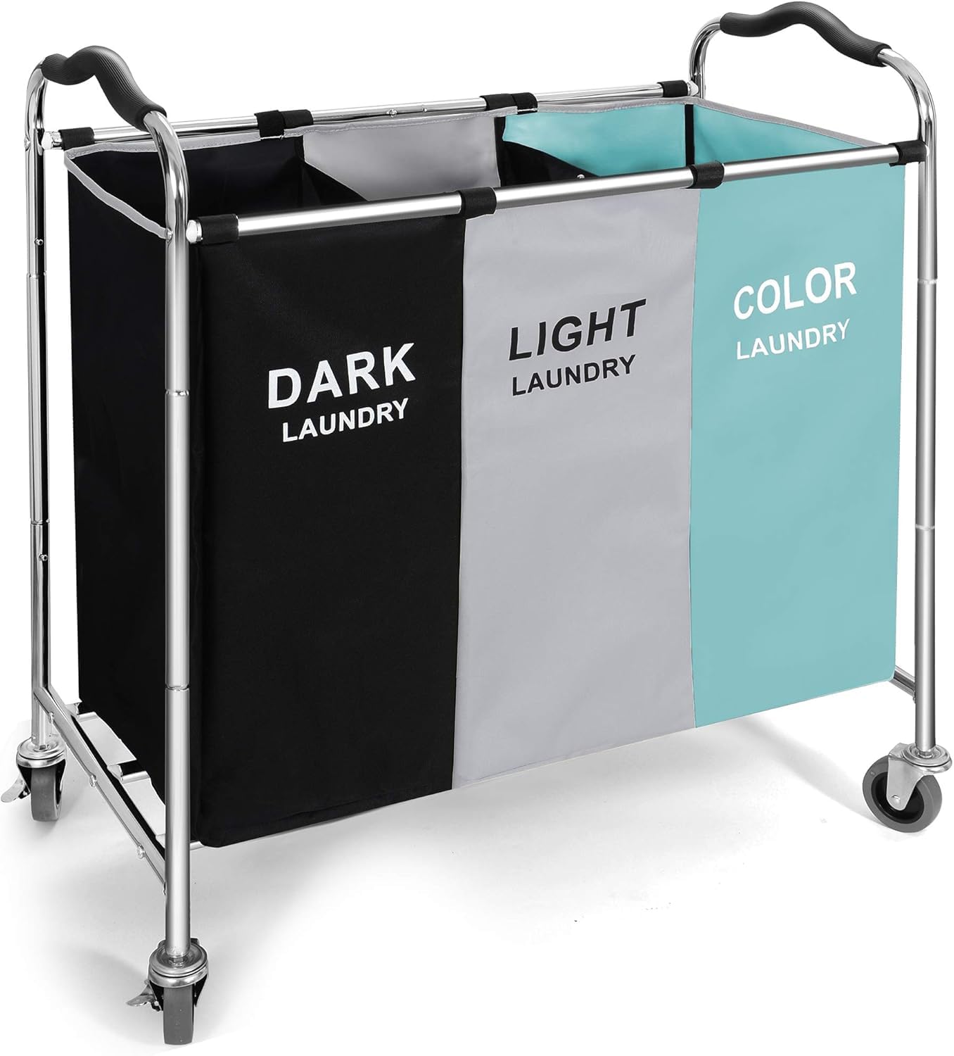 Ymupalni Green Laundry Sorter With Wheels, 240L Laundry Hamper Featuring Removable Bags; 3-Section Laundry Cart With Lockable Casters: Premium Collapsible Laundry Basket For British Homes (Green)