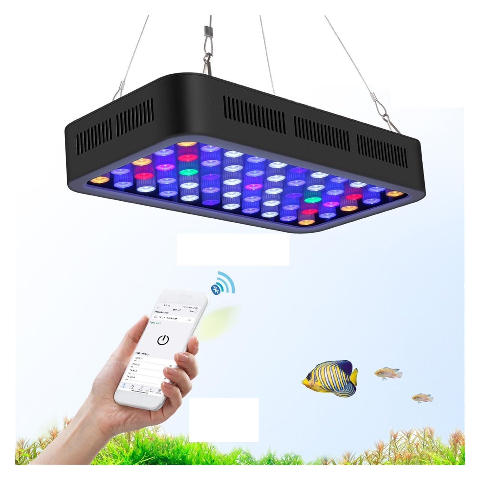 oświetlenie akwarium Sterowanie 165w Ściemnialne oświetlenie LED do akwarium Oświetlenie morskie z trzema kanałami Pięć trybów do koralowego akwarium do akwarium roślinnego(Blauw)