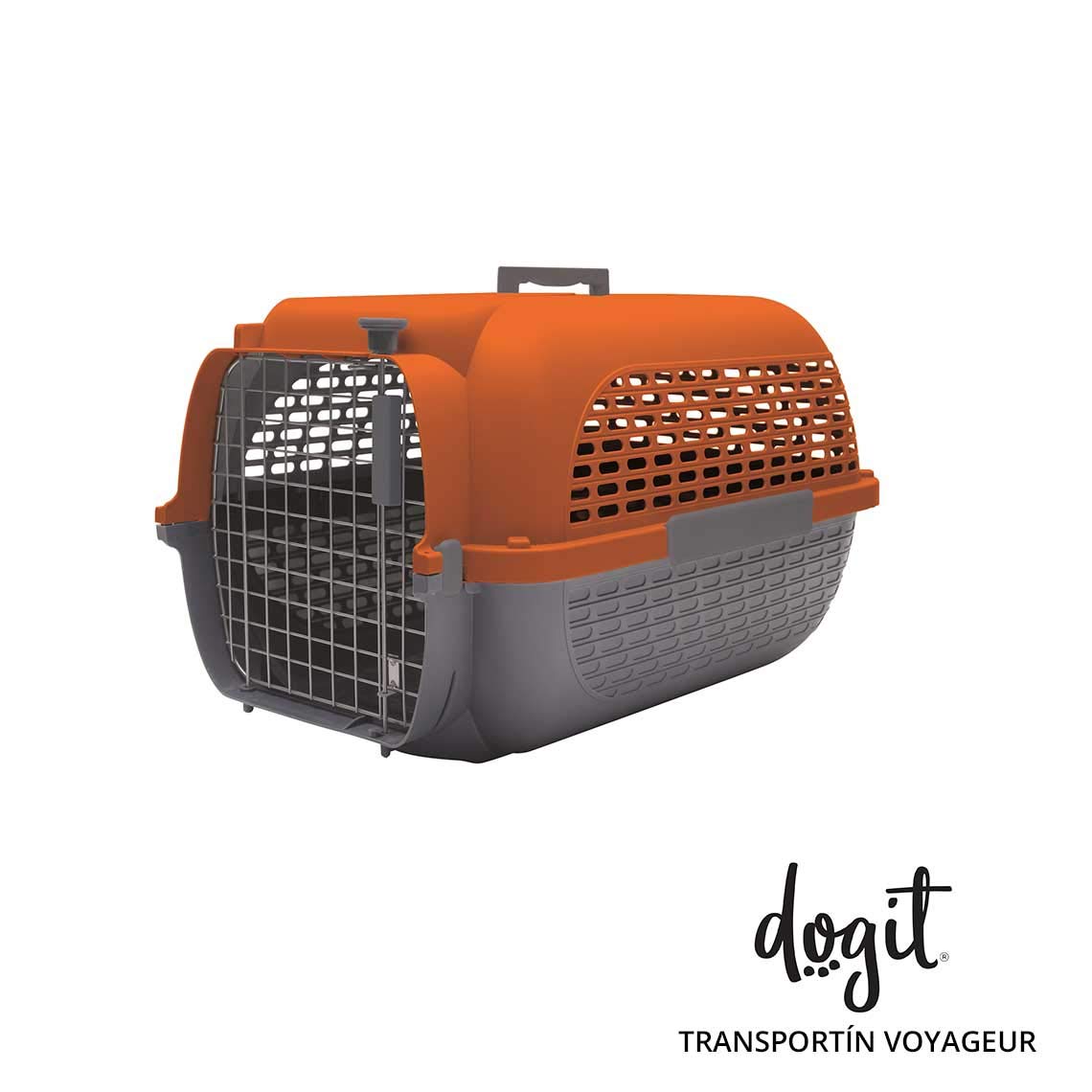dogit Catit Voyaguer Transportbox für Haustiere, Größe M, 56 x 37 x 30 cm, Grau/Orange