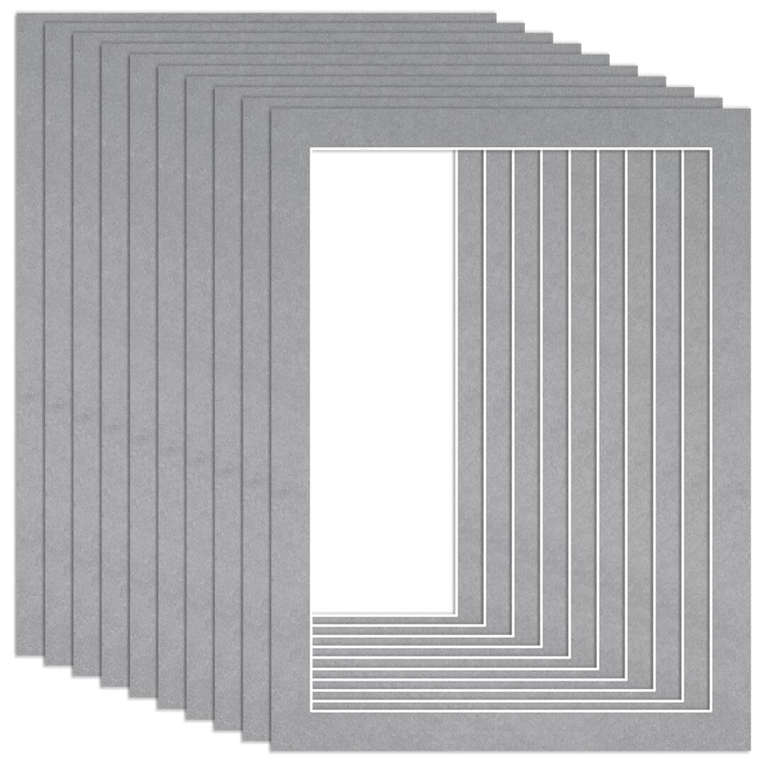 Procut Global 8x6" Silver Picture Mounts to Fit 7x5" Aperture - Precision Cut Cardboard Photo Mount - Ideal for Frames, Prints, Artwork & Certificates - Sizes & Colours Available - 10 Pack — image 1