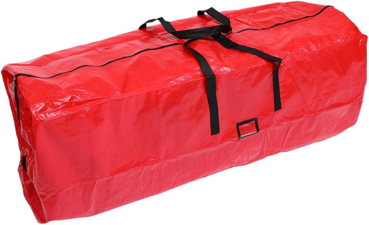 Christmas Tree Storage Bag Waterproof Dustproof with Zipper and Carry Handles Red 165x38x76 Cm Holiday Tree Organizer Pouch for Home Storage