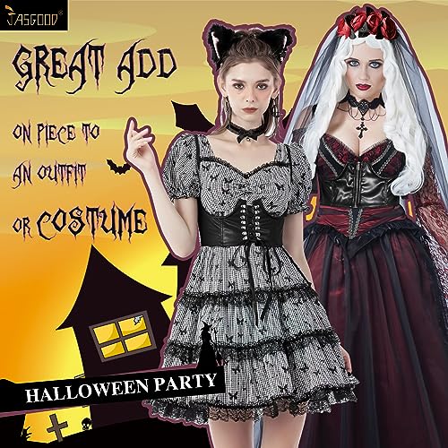 JASGOOD Espartilho sob o busto para mulheres steampunk bustiê de couro sintético com cadarço Waspie