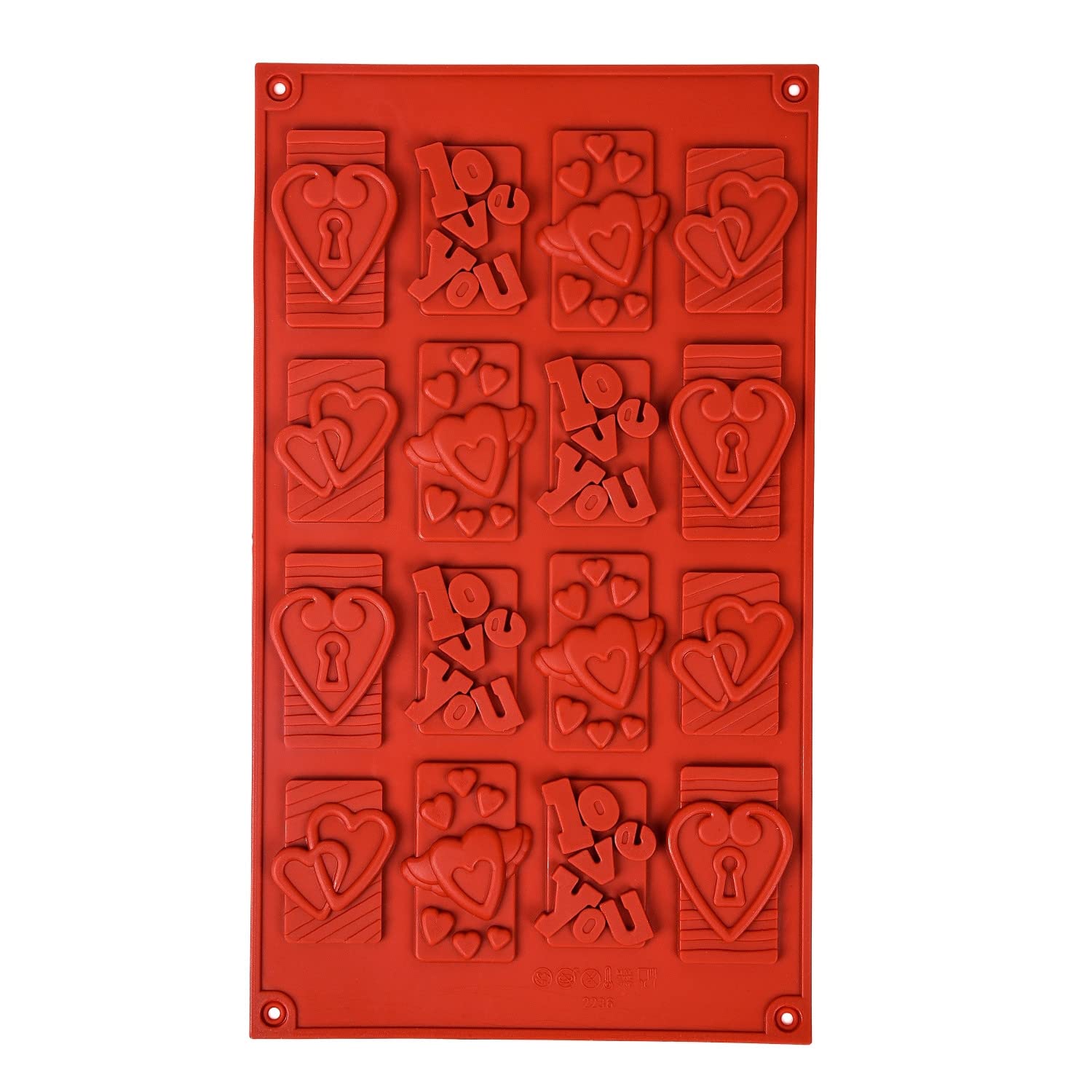 Valentine's Day Silicone Chocolate Mould,16-Cavity Cake Cookie Moulds Candy Baking Molds for Chocolate Cake DIY for Valentine's Day Party Cake Decoration with Valentine's Day Themed Shapes
