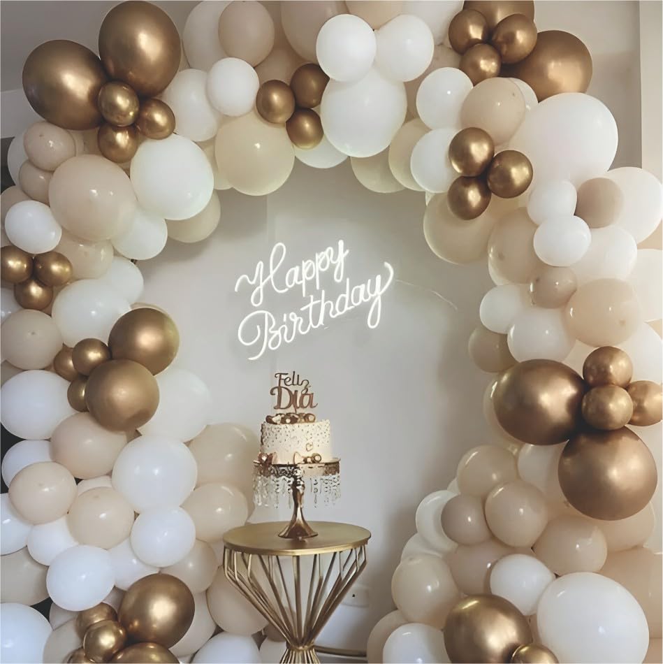 Image of Balloon Decoration Kit - 52 Pcs | Beige Balloons Set Party Supplies Perfect for Kids, Adults for Birthdays, Anniversaries & Events, Vibrant Party Decor Items for Celebrations (Beige)