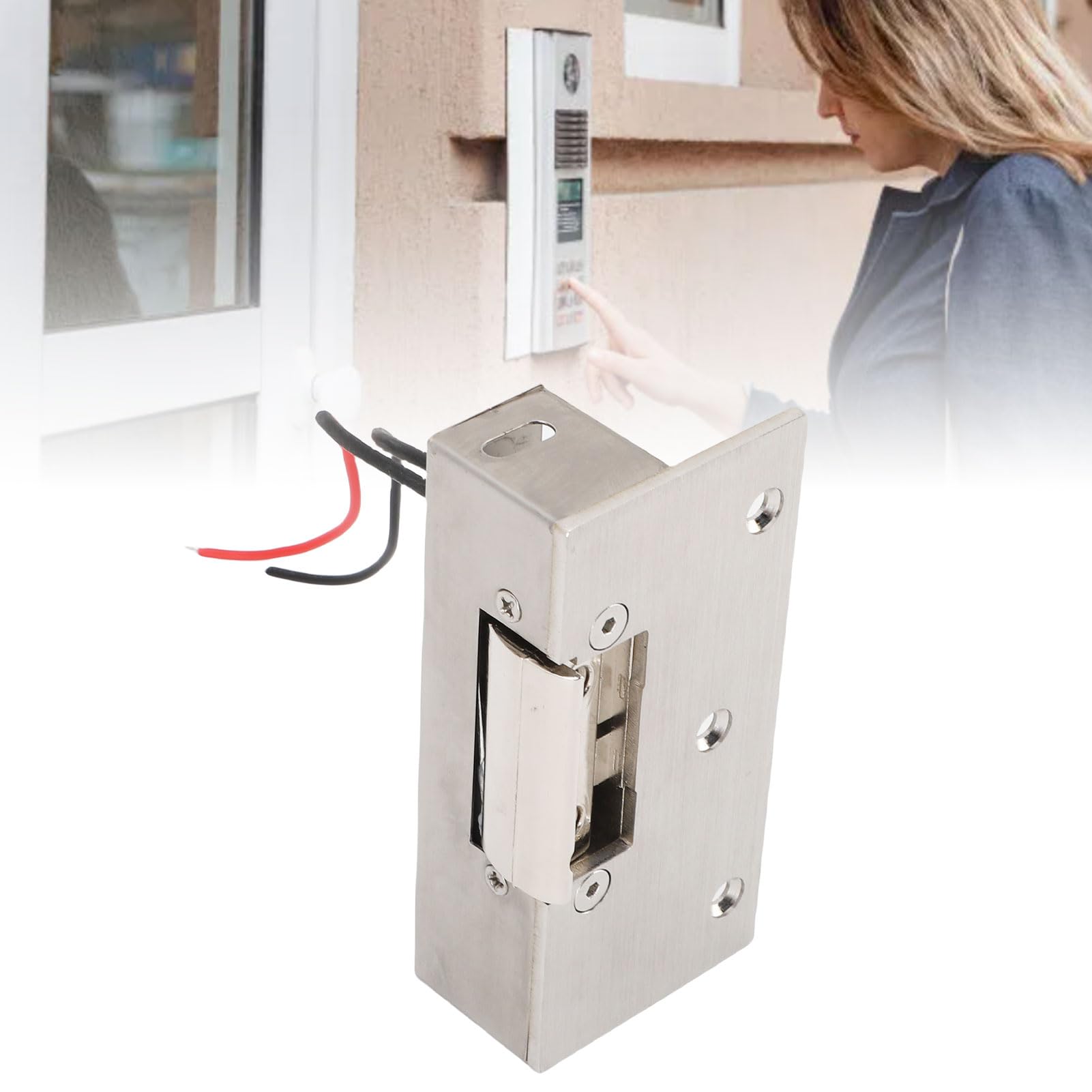 Fafeicy Liberación de Cerradura Eléctrica a Prueba de Fallos, Liberación de Cerradura Electrónica de Mandíbula Ajustable de Aleación de Aluminio 12 VCC, Acceso por Botón y Lector de Proximidad para