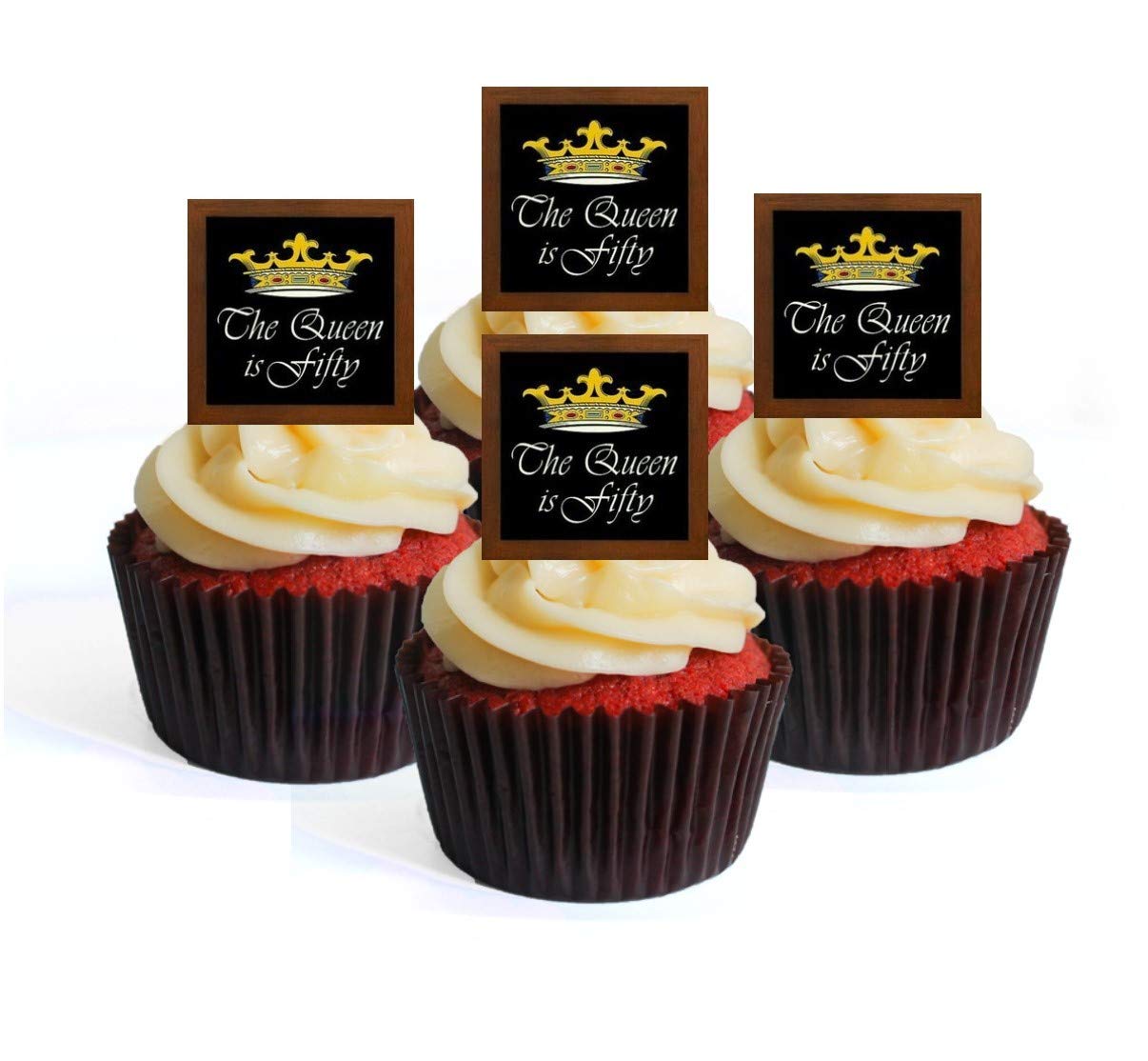 Buy 50th Birthday The Queen is 50 Edible Cupcake Toppers Stand Up