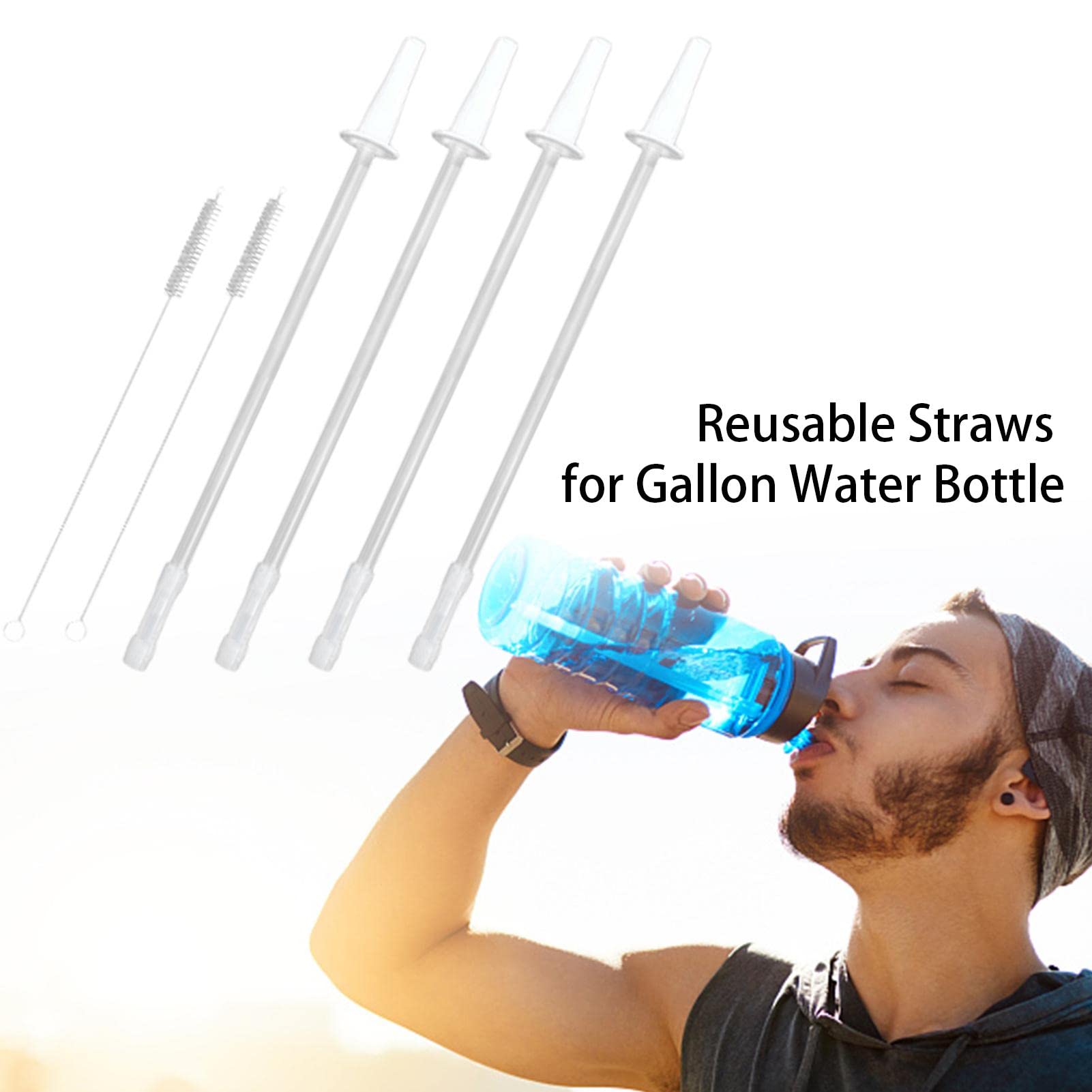 BAODAN Water Bottle Straw | Reusable Replacement Straws | Replacement Straw for Half Gallon Water Bottles, Extra Long Straws Fit 128oz, 64oz, 1/Half Gallon