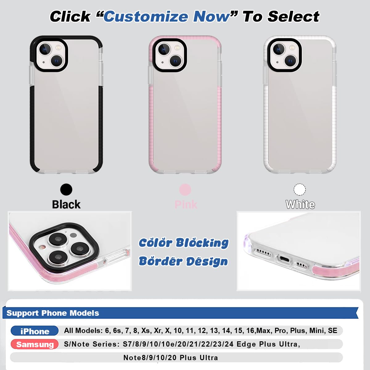 Custom Case for iPhone 16 15 14 13 12 11 10 Pro Max Plus Mini X XS XR SE 8 7 6 6s Personalized Photo Name Customized Collage Pictures Image Text Impact Shockproof Stylish Soft Cover Shell