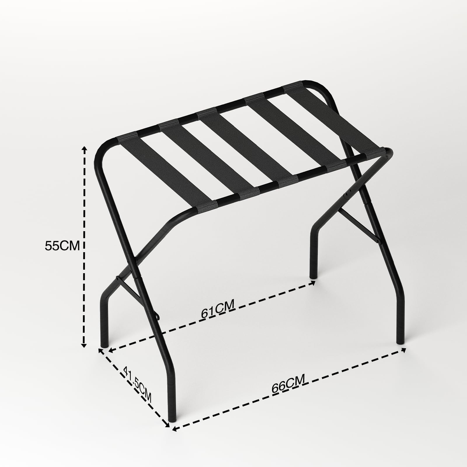Portavaligie Pieghevole in Ferro 2 Pezzi 64x38x56 cm Nero per Hotel e Viaggi
