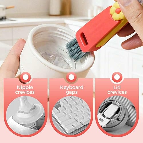 Miniatura 5 de Cepillo de limpieza de tapa de taza 3 en 1, cepillo multifuncional para tapa de botella 2025, cepillo de limpieza de grietas, herramientas de