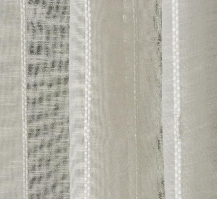Image of Exporthub Sheer Linen Cotton Curtains for Door 7 Feet Set of 1 Pc, Cream - Light Filtering Breathable Fabric Drapes for Living Room & Bedroom (EHSPR054 74 1)