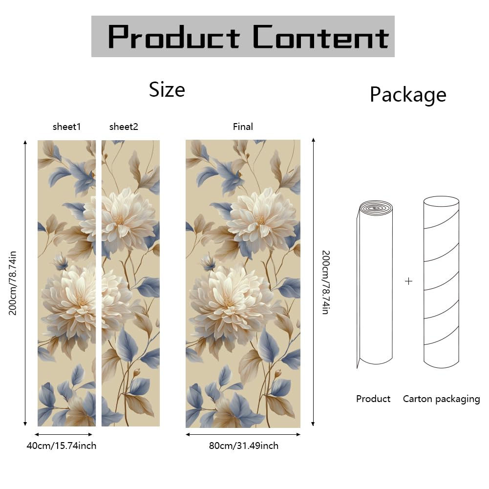 arricraft 2 adesivi per porta 31,5 "X78,7" 3D, moderni, neutri, bianchi, fiori, per porte, in PVC, per camera da letto, soggiorno, decorazione per la casa