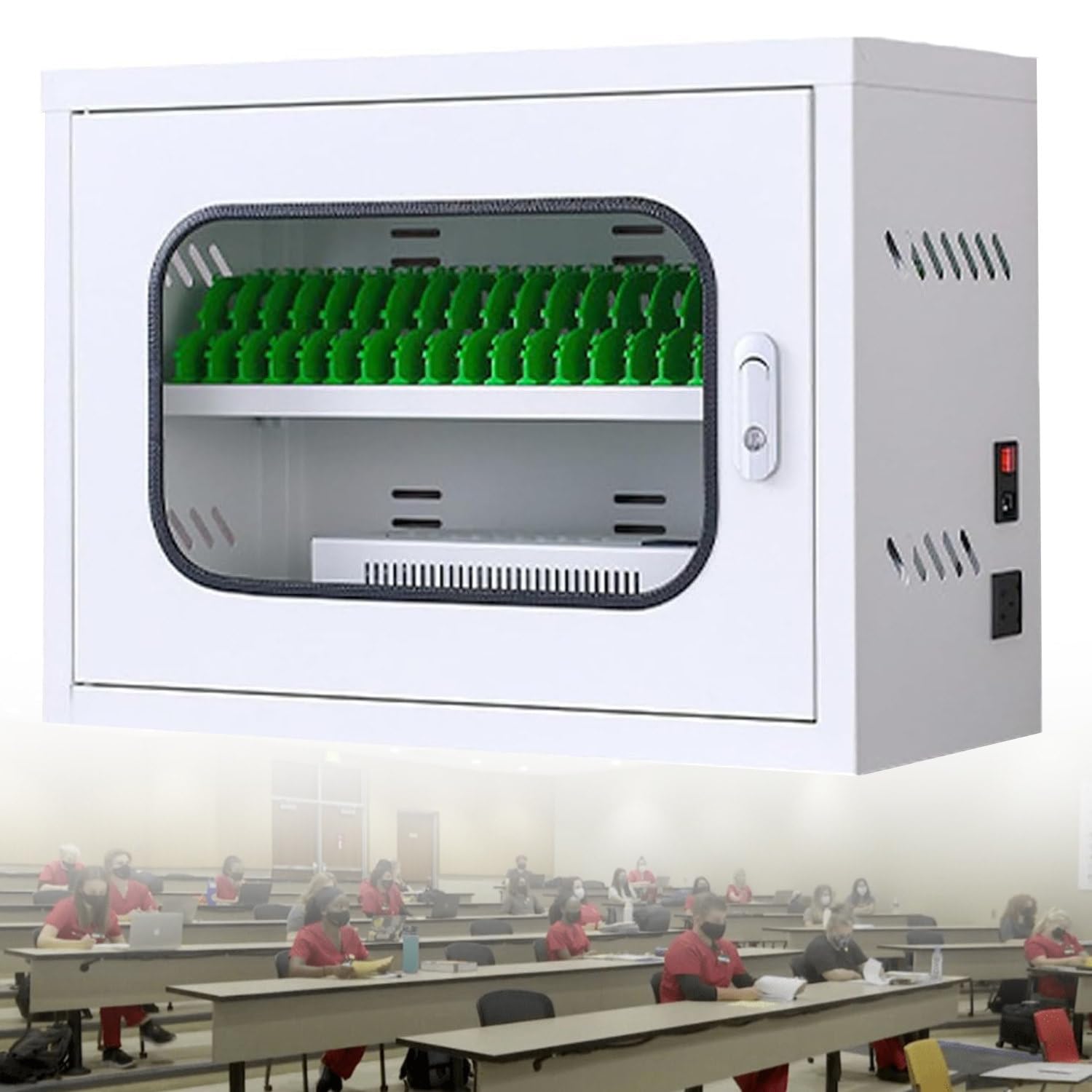 Stazioni di Ricarica per cellulari con Ricarica USB, armadietto per cellulari, Organizer per cellulari, mobiletto di Ricarica per cellulari con Ruote universali, 50 Scomparti