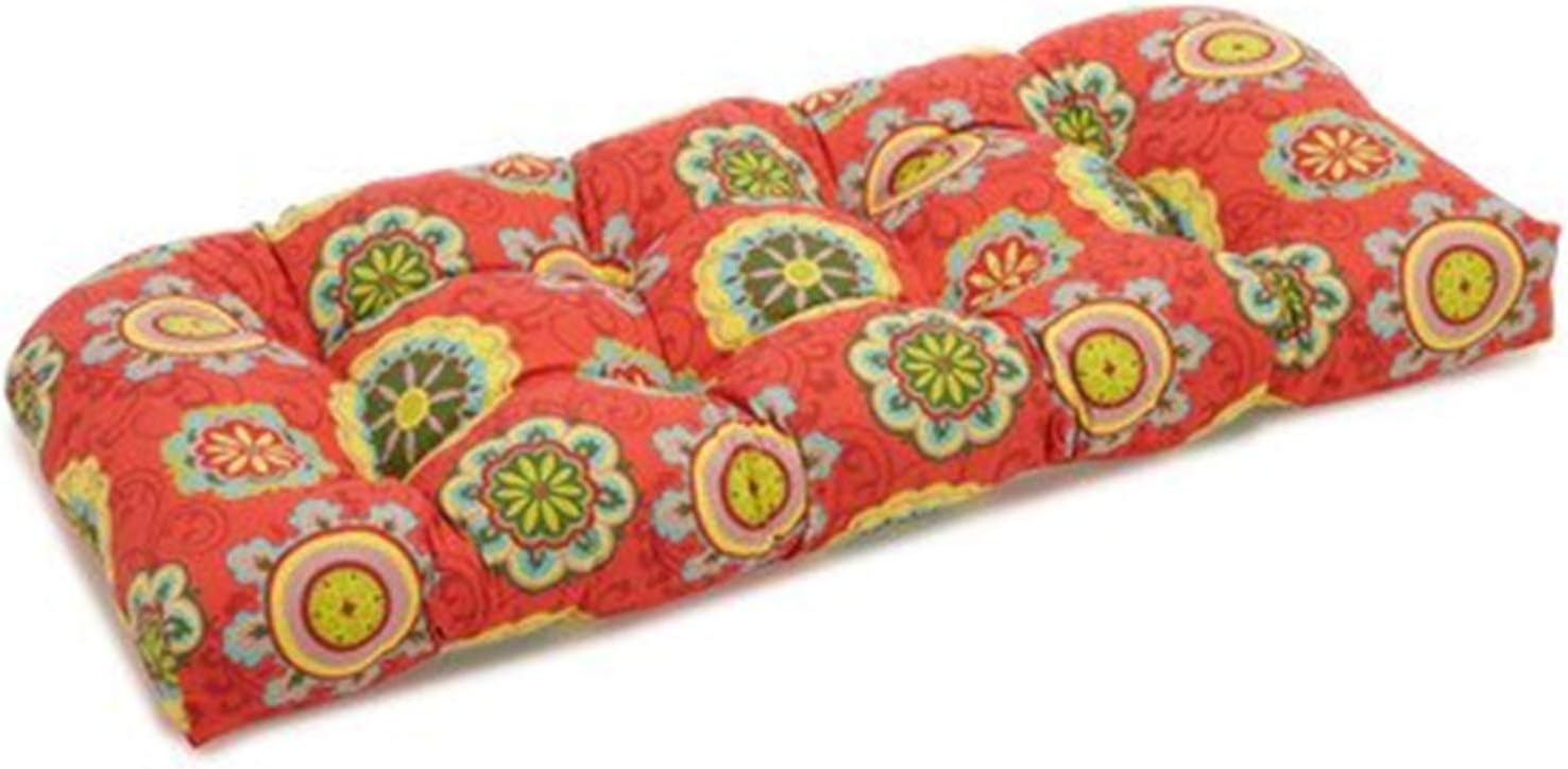 Blazing Needles Indoor/Outdoor Rounded Back Loveseat Cushion, 42 x 19, Cinnamon