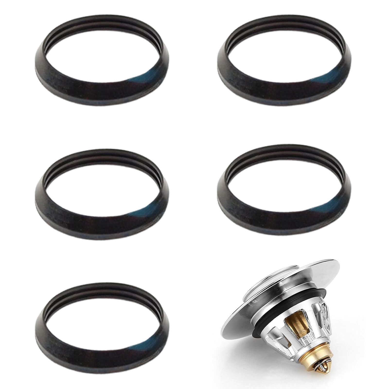5 Pcs Bath Plug Seal, Cone Rubber O Rings Seal, Sink Plug Rubber Seal, 39mm/1.5in Pop up Plug Washer for Drain Pipe Sink Odour Trap Siphon