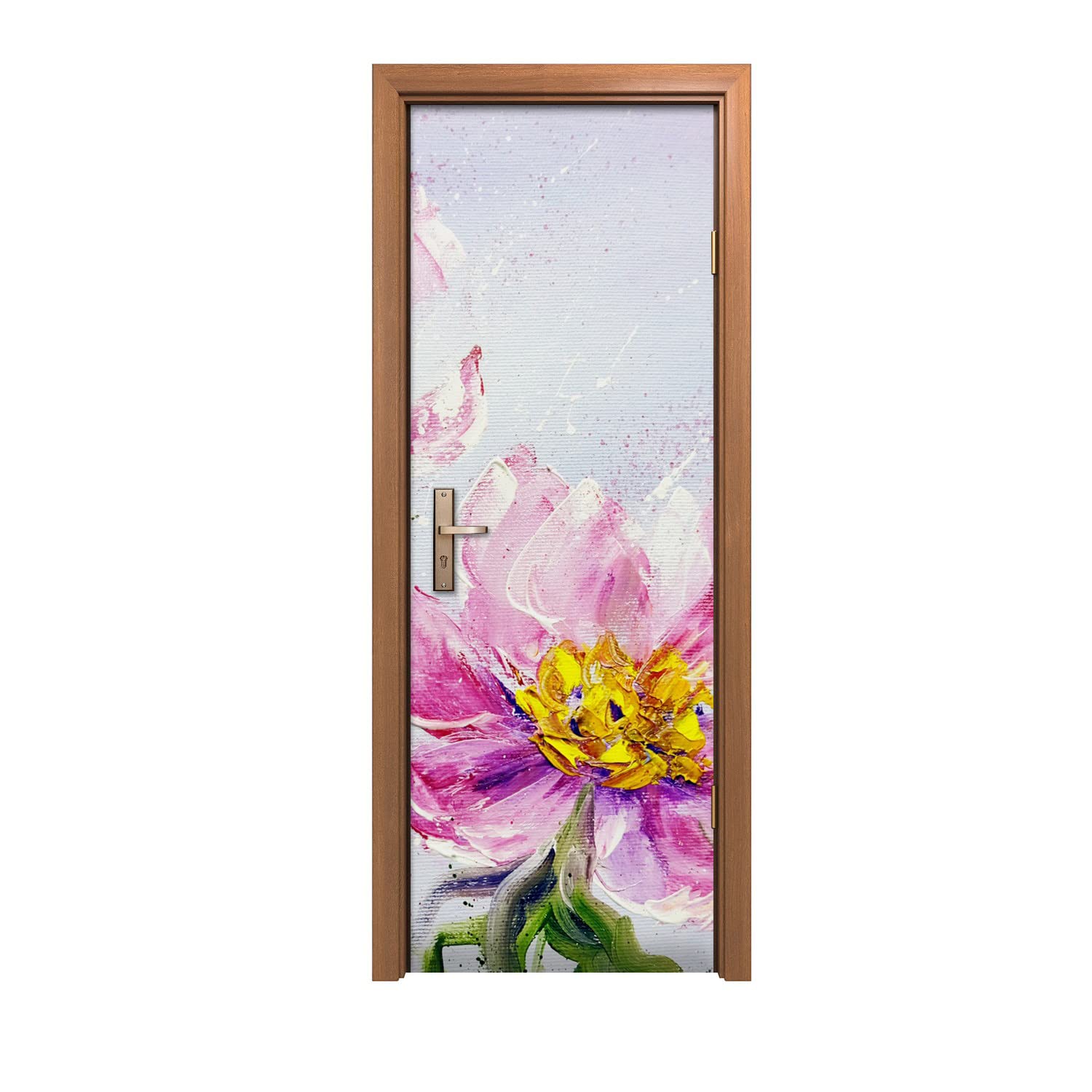 Autocollant de porte haut de gamme 70x200cm au motif artistique de fleurs peintes