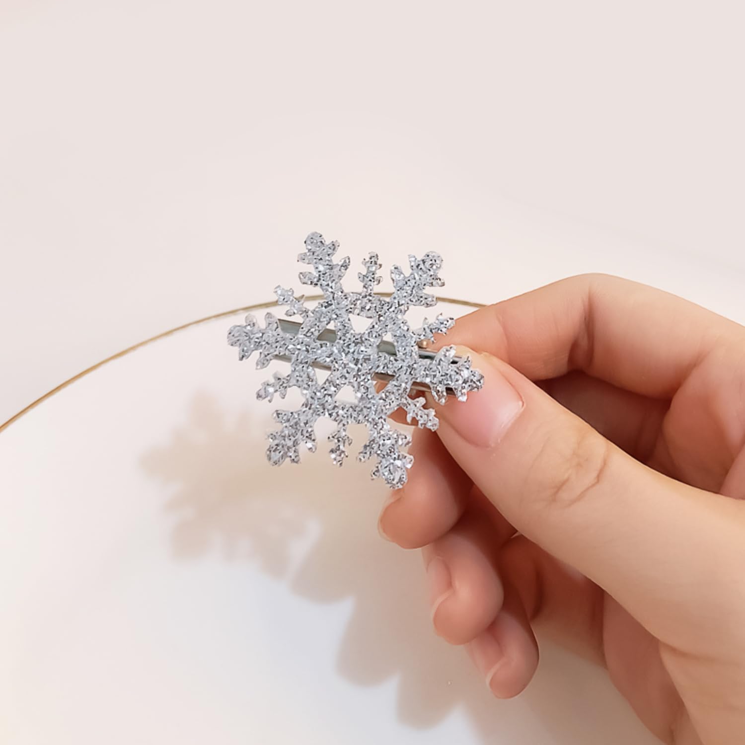 UNVOJL 6pcs Snowflake Hair Clips & Pins - Silver Glitter Bobby Pins - Xmas Hair Accessories, 1 count (Pack of 6) - Image 2