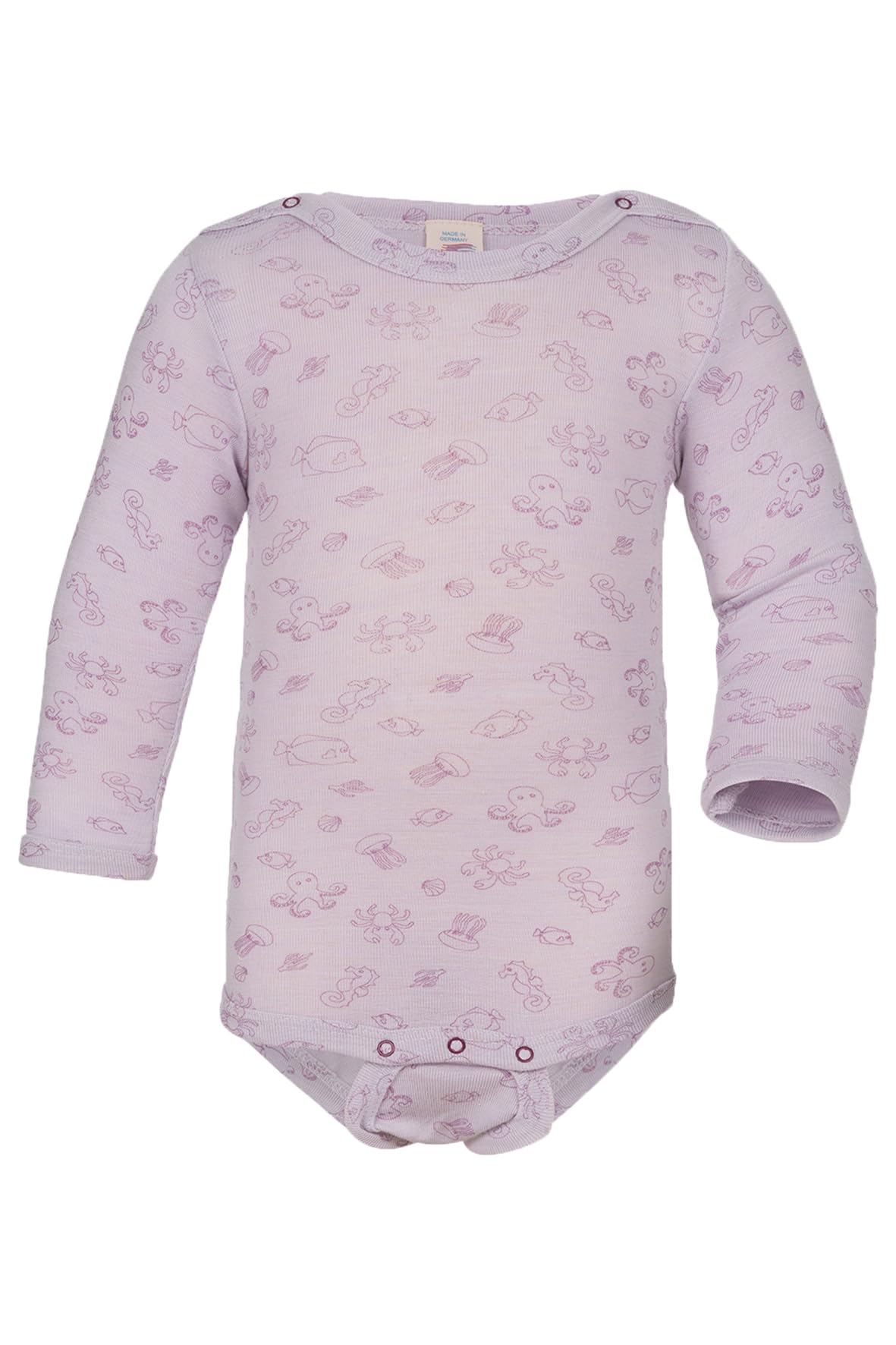 Engel, Baby Body langarm bedruckt, 70% Wolle (kbT), 30% Seide (Magnolie, 98-104)