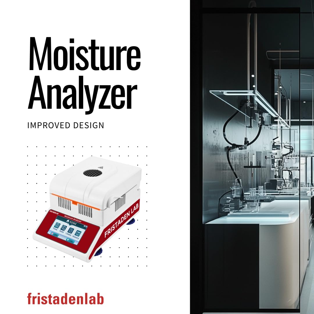 Fristaden Lab Analizador de humedad halógeno | USA Company | 0.01% de legibilidad del contenido de humedad | Balance de 3.53 oz x 0.00 oz + lámpara