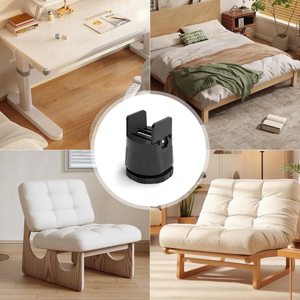 4 regulowane podwyższenia meblowe 6-8 cm, podwyższenie łóżka do dużych obciążeń, z zaciskiem śrubowym, antypoślizgowe, do kwadratowych i okrągłych nóg krzeseł o szerokości 10-50 mm, wysokość stołu